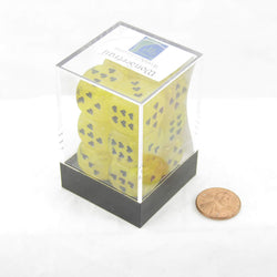 WCXXM0602E12 Yellow Cirrus Dice with Black Hearts D6 16mm (5/8in) Pack of 12 (ONLINE ORDER ONLY)