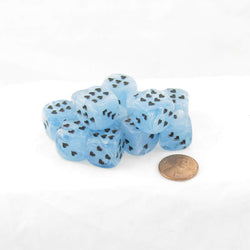 WCXXM0606E12 Ligt Blue Cirrus Dice with Black Hearts D6 16mm (5/8in) Pack of 12 (ONLINE ORDER ONLY)