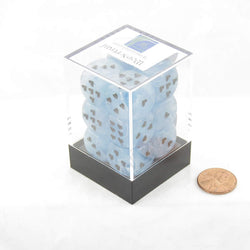 WCXXM0606E12 Ligt Blue Cirrus Dice with Black Hearts D6 16mm (5/8in) Pack of 12 (ONLINE ORDER ONLY)
