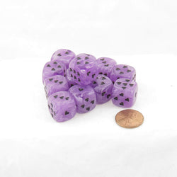 WCXXM0607E12 Purple Cirrus Dice with Black Hearts D6 16mm (5/8in) Pack of 12 (ONLINE ORDER ONLY)