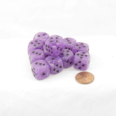 WCXXM0607E12 Purple Cirrus Dice with Black Hearts D6 16mm (5/8in) Pack of 12 (ONLINE ORDER ONLY)