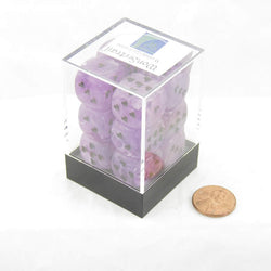 WCXXM0607E12 Purple Cirrus Dice with Black Hearts D6 16mm (5/8in) Pack of 12 (ONLINE ORDER ONLY)