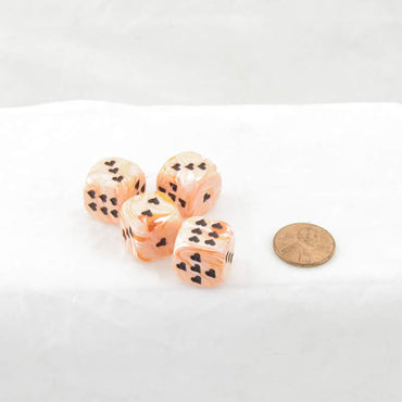 WCXXM0613E4 Orange Cirrus Dice with Black Hearts D6 16mm (5/8in) Pack of 4 (ONLINE ORDER ONLY)