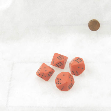 WCXXQ0203E4 Orange Opaque Dice with Black Pips D10 20mm (25/32in) Pack of 4 (ONLINE ORDER ONLY)