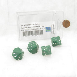 WCXXQ0205E4 Green Opaque Dice with White Pips D10 20mm (25/32in) Pack of 4 (ONLINE ORDER ONLY)