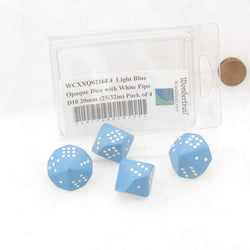 WCXXQ0216E4 Light Blue Opaque Dice with White Pips D10 20mm (25/32in) Pack of 4 (ONLINE ORDER ONLY)