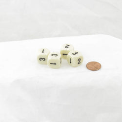 WCXXQ0300E4 Ivory Opaque Dice Black Numbers D3 (D6 1-3 Twice) 16mm Pack of 4 (ONLINE ORDER ONLY)