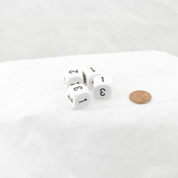 WCXXQ0301E4 White Opaque Dice Black Numbers D3 (D6 1-3 Twice) 16mm (ONLINE ORDER ONLY)