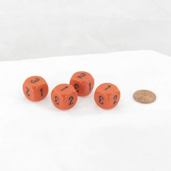 WCXXQ0303E4 Orange Opaque Dice Black Numbers D3 (D6 1-3 Twice) 16mm (ONLINE ORDER ONLY)
