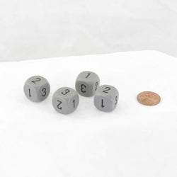 WCXXQ0310E4 Gray Opaque Dice Black Numbers D3 (d6 1-3 Twice) 16mm Pack of 4 (ONLINE ORDER ONLY)