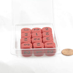 WCXXQ0314E12 Red Opaque Dice Black Numbers D3 (D6 1-3 Twice) 16mm Pack of 12 (ONLINE ORDER ONLY)