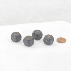 WCXXQ0320E4 Dark Grey Opaque Dice Gold Numbers D3 (D6 1-3 Twice) 16mm Pack of 4 (ONLINE ORDER ONLY)