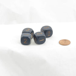 WCXXQ0326E4 Dusty Blue Dice Gold Numbers D3 (D6 1-3 Twice) 16mm Pack of 4 (ONLINE ORDER ONLY)