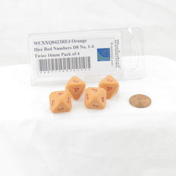 WCXXQ0423RE4 Orange Dice Red Numbers D8 No. 1-4 Twice 16mm Pack of 4 (ONLINE ORDER ONLY)