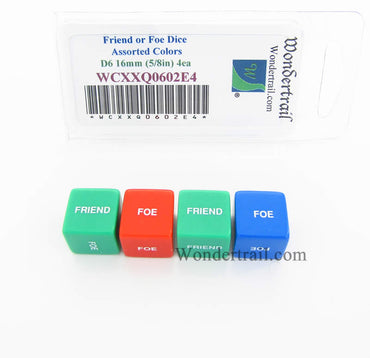 WCXXQ0602E4 Friend or Foe Assorted Colors 16mm D6 Dice Pack of 4 (ONLINE ORDER ONLY)