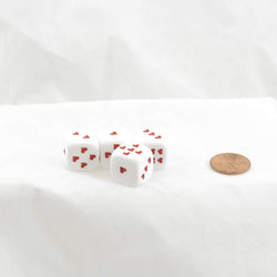 WCXXQ0614E4 White Dice with Red Hearts D6 16mm (5/8in) Pack of 4 (ONLINE ORDER ONLY)