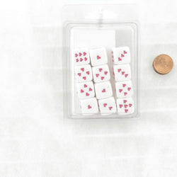 WCXXQ0624E12 White Dice with Pink Hearts D6 16mm (5/8in) Pack of 12 (ONLINE ORDER ONLY)