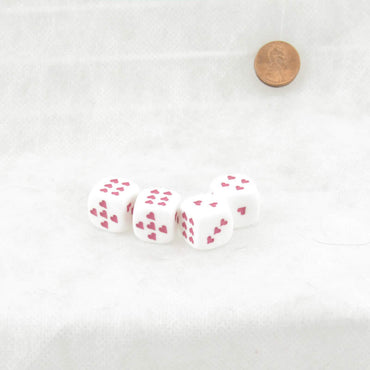 WCXXQ0624E4 White Dice with Pink Hearts D6 16mm (5/8in) Pack of 4 (ONLINE ORDER ONLY)