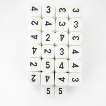 WCXXQ2101E50 White Opaque Dice Black Numbers D6 Averaging Dice 16mm Pack of 50 (ONLINE ORDER ONLY)