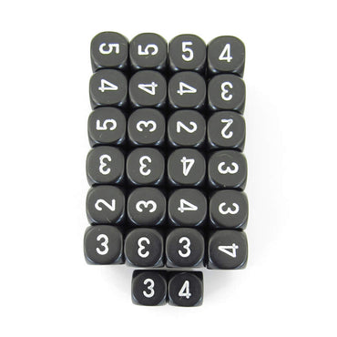 WCXXQ2108E50 Black Opaque Dice White Numbers D6 Averaging Dice 16mm Pack of 50 (ONLINE ORDER ONLY)
