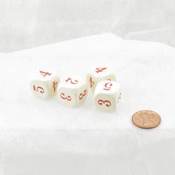 WCXXQ2110E4 Ivory Opaque Dice Red Numbers D6 Averaging Dice 16mm Pack of 4 (ONLINE ORDER ONLY)
