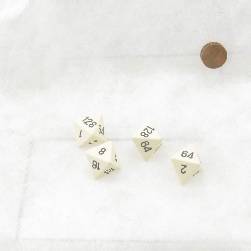 WCXXQDC00E4 Ivory Opaque Dice with Black Numbers D8 Doubling Cube 18mm (23/32in) Pack of 4 (ONLINE ORDER ONLY)