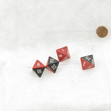 WCXXQDC84E4 Black and Red Opaque Dice with White Numbers D8 Doubling Cube 18mm (23/32in) Pack of 4 (ONLINE ORDER ONLY)