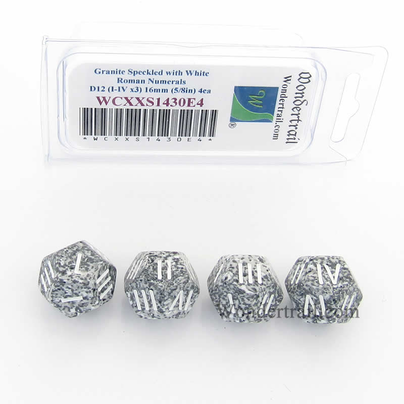 WCXXS1430E4 Granite Speckled White Roman Numeral D4-D12 Aprox 16mm Pack of 4 (ONLINE ORDER ONLY)
