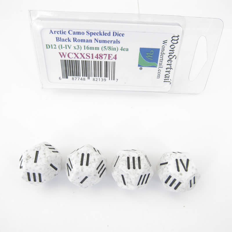 WCXXS1487E4 Arctic Camo Speckled Black Roman Numeral D4-D12 16mm Pack of 4 (ONLINE ORDER ONLY)