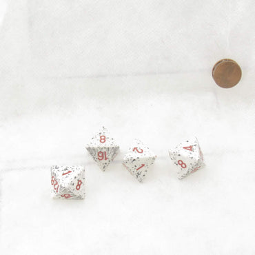 WCXXSDC57E4 Dalmation Speckled Dice with Red Numbers D8 Doubling Cube 18mm (23/32in) Pack of 4 (ONLINE ORDER ONLY)