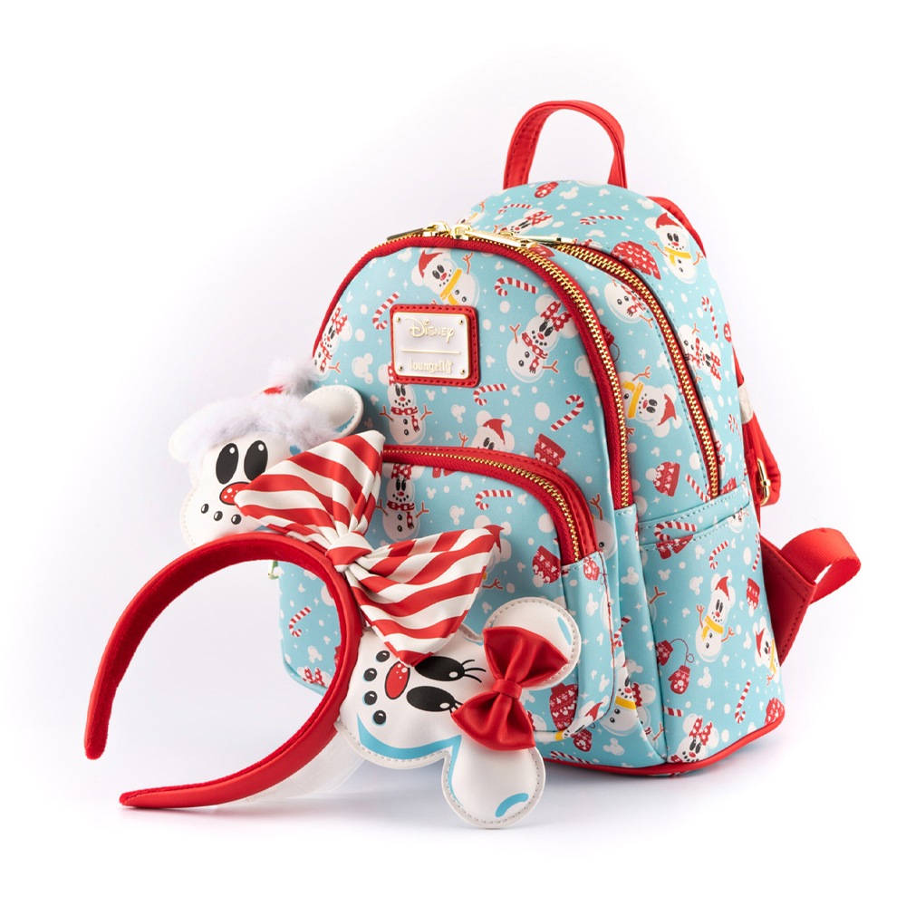 Loungefly: Disney - Minnie and Mickey Snowman Mini Backpack and Headband Set (ONLINE ORDER ONLY)