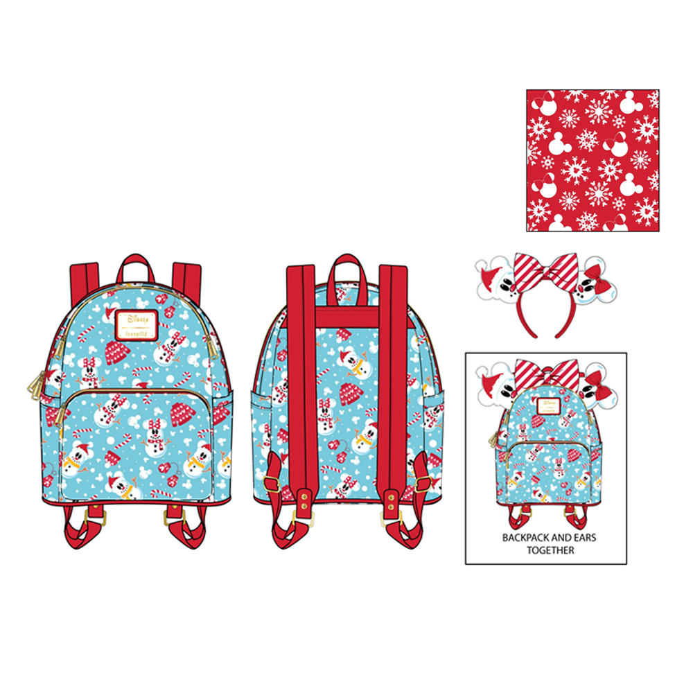 Loungefly: Disney - Minnie and Mickey Snowman Mini Backpack and Headband Set (ONLINE ORDER ONLY)