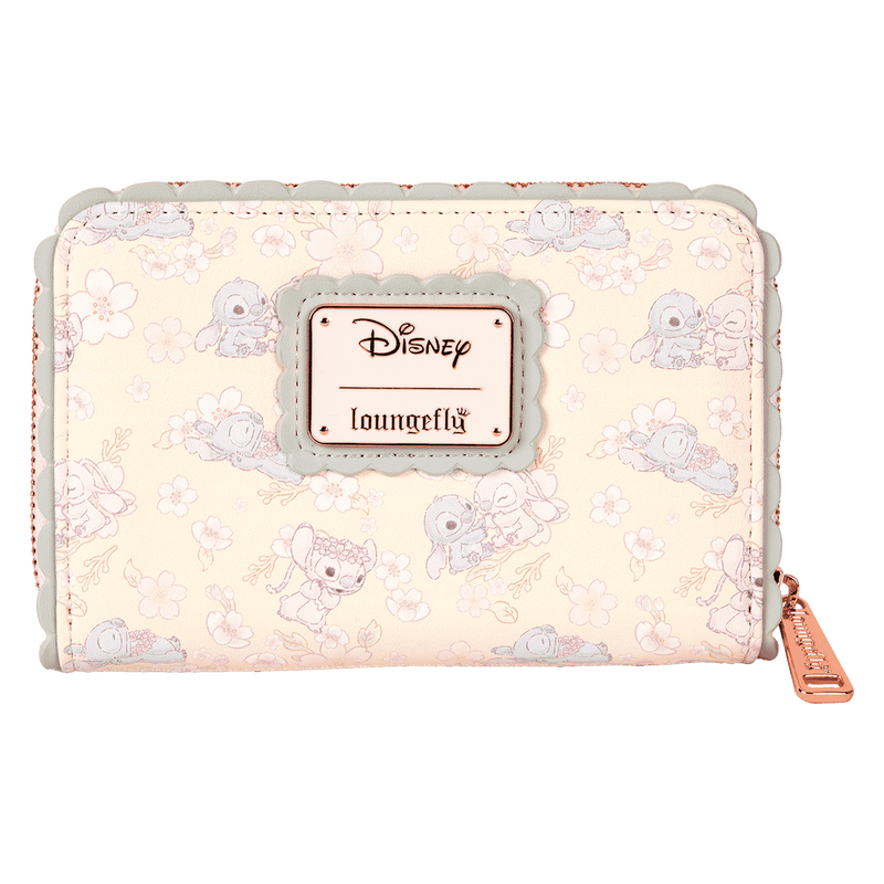 Loungefly Stitch & Angel Cherry Blossom All-Over Print Zip Around Wallet (Online Order Only)