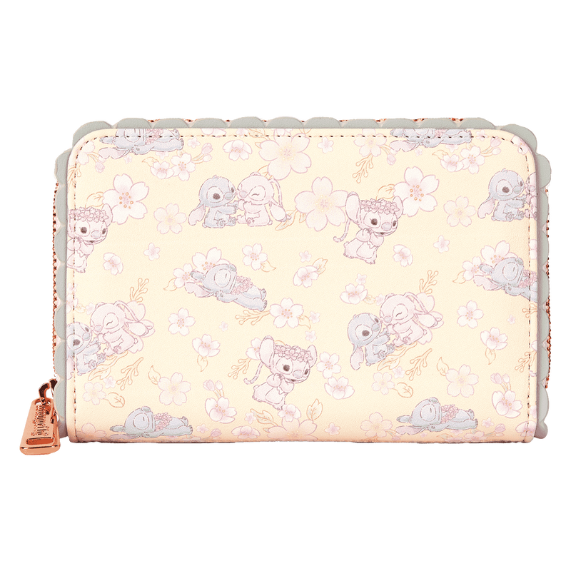 Loungefly Stitch & Angel Cherry Blossom All-Over Print Zip Around Wallet (Online Order Only)