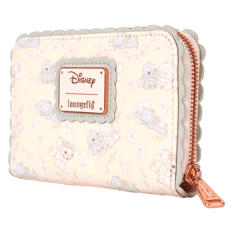 Loungefly Stitch & Angel Cherry Blossom All-Over Print Zip Around Wallet (Online Order Only)