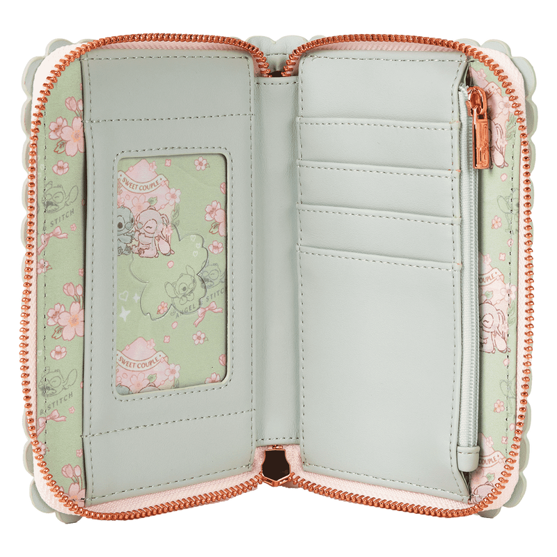 Loungefly Stitch & Angel Cherry Blossom All-Over Print Zip Around Wallet (Online Order Only)