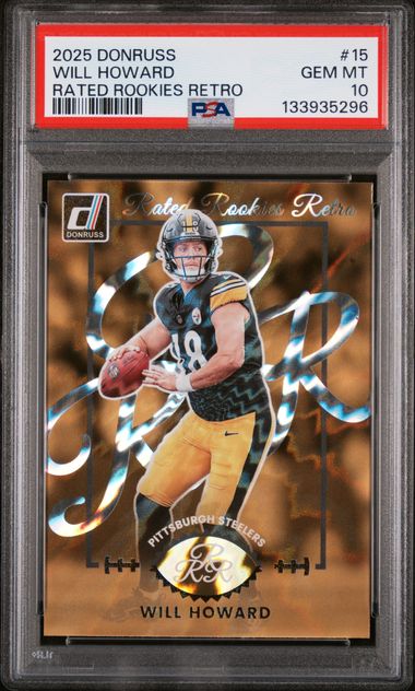 Graded 2025 Donruss Rated Rookies Retro Will Howard #15 Rookie RC Football Card PSA 10 Gem Mint (ONLINE ORDER ONLY)