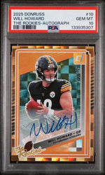 Graded 2025 Donruss The Rookies Autograph Will Howard #10 /299 Rookie RC Football Card PSA 10 Gem Mint (ONLINE ORDER ONLY)