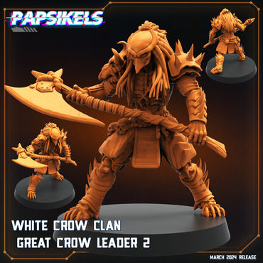 3D Printed Papsikels White Crow Clan Great Elder Leader 2 28mm 32mm (Online Only)