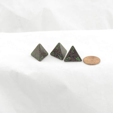 WKP00066E3 Earth Elemental Dice Green Numbers D4 16mm Pack of 3 (ONLINE ORDER ONLY)