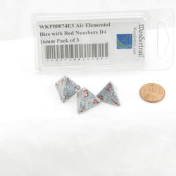 WKP00074E3 Air Elemental Dice with Red Numbers D4 16mm Pack of 3 (ONLINE ORDER ONLY)