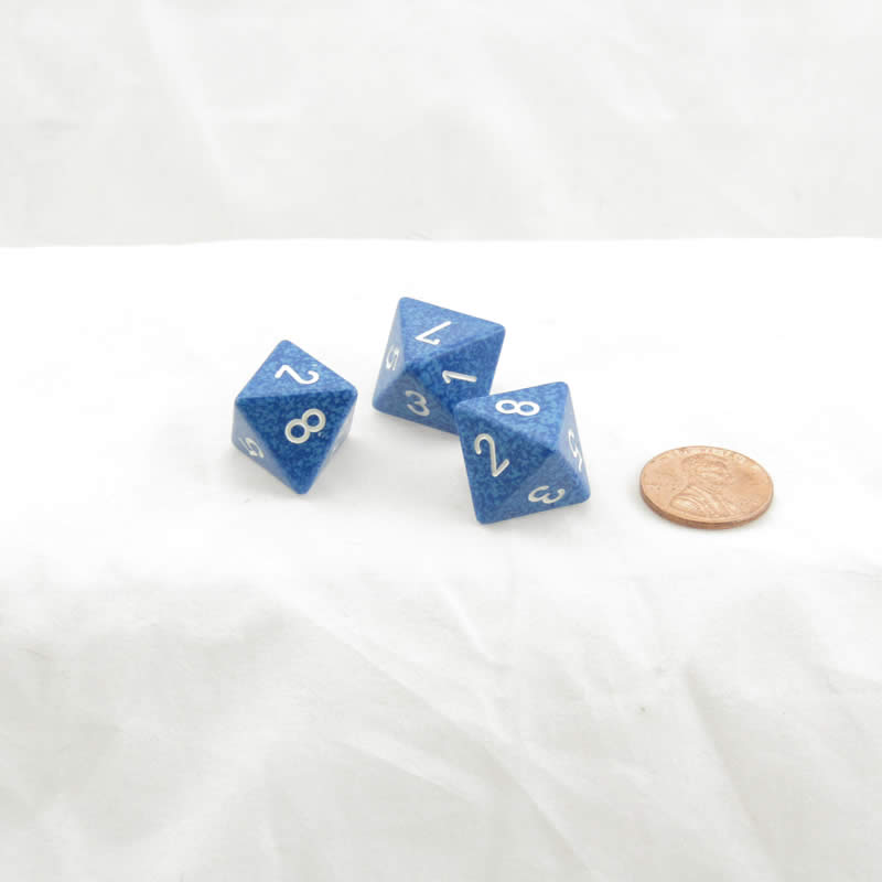 WKP00125E3 Water Elemental Dice White Numbers D8 16mm Pack of 3 (ONLINE ORDER ONLY)