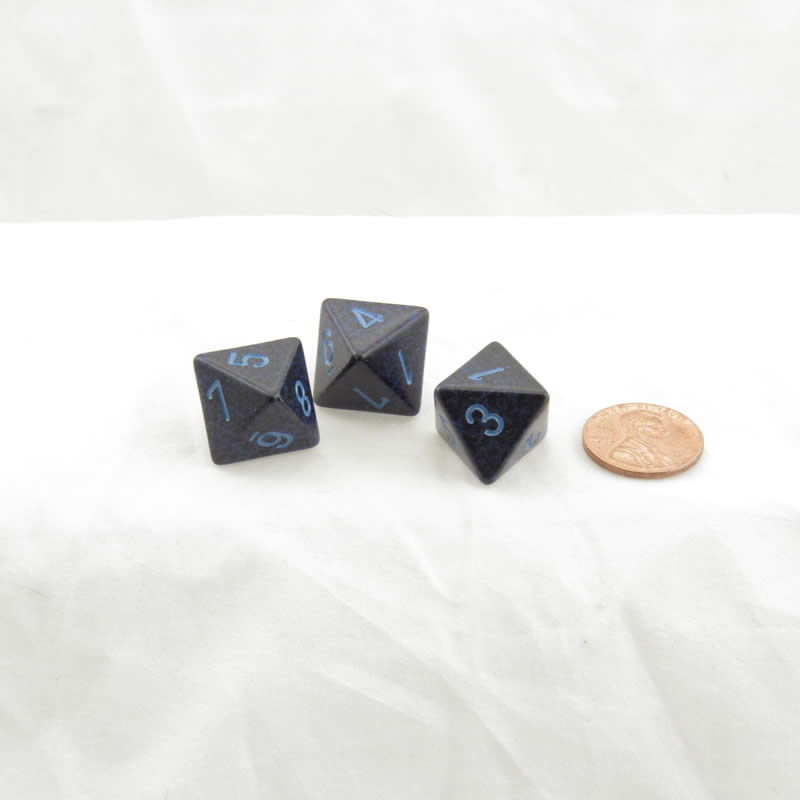 WKP00127E3 Cobalt Elemental Dice Blue Numbers D8 16mm Pack of 3 (ONLINE ORDER ONLY)