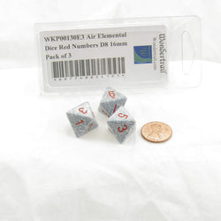 WKP00130E3 Air Elemental Dice Red Numbers D8 16mm Pack of 3 (ONLINE ORDER ONLY)