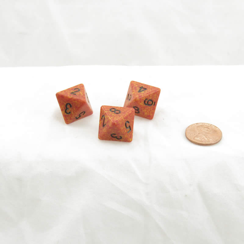 WKP00133E3 Fire Elemental Dice Black Numbers D8 16mm Pack of 3 (ONLINE ORDER ONLY)
