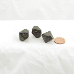 WKP00146E3 Earth Elemental Dice Green Numbers D10 16mm Pack of 3 (ONLINE ORDER ONLY)