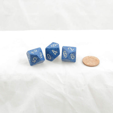 WKP00149E3 Water Elemental Dice White Numbers D10 16mm Pack of 3 (ONLINE ORDER ONLY)