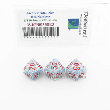 WKP00358E3 Air Elemental Dice Red Numbers DT10 16mm Pack of 3 (ONLINE ORDER ONLY)
