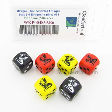 WKP00483AE6 Dragon Dice D6 Assorted Colors Opaque 16mm Set of 6 (ONLINE ORDER ONLY)