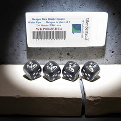 WKP00483DE4 Dragon Dice Black Opaque with White Pips D6 16mm (5/8in) Set of 4 Dice (ONLINE ORDER ONLY)